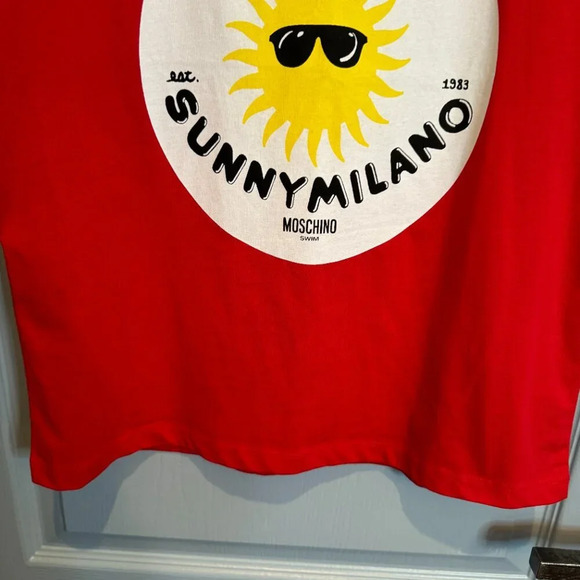 Moschino Swim Shirt Size Small Women's Red Sunny Milano Graphic  Summer Designer - Picture 4 of 14